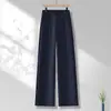 Calça de alfaiataria reta personalizada para mulheres, fina, novo estilo para primavera e verão, para pessoas baixinhas, cintura alta, casual, sensação de gelo, perna estreita, cropped