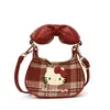 Porta-moedas infantil fofo com estampa de leopardo e laço, bolsa transversal mini xadrez retrô novo estilo outono/inverno para meninas, moderna