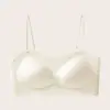 Ropa interior de verano ultradelgada y fresca de seda de hielo para mujer con copas fijas, transpirable, sin costuras, tirantes finos, hermoso diseño en la espalda, sujetador tipo top