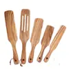 Conjunto de espátulas de teca Amazon com cabo longo, pá para bife, pá para pizza, pá para cozinhar, utensílios de cozinha de madeira antiaderentes, conjunto