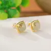 Brincos Yilu Prata S925 Prata Esterlina Jade Natural Hetian Novo Estilo Chinês Bambu Simples Elegante Brincos Femininos Baidu Atacado