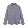 Dropshipping Ropa Interior Cálida Versátil de Manga Larga para Mujer Otoño e Invierno, Cuello Semi Alto de Terciopelo Alemán con Rayas en Contraste