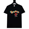 Camiseta de Manga Curta Supreme, Marca de Moda Americana de Peso Pesado, Estampa Clássica de Letras, Gola Redonda Boxy, Caimento Solto, Manga Meia-Manga para Homens e Mulheres