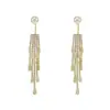 Pendientes de Borla de Circonita Estilo Coreano Lujo Ligero Tachuelas de Oreja de Nicho de Gama Alta Pendientes de Perla Completamente Diamantados para Mujer Todo Terreno Celebridad de Internet Venta al por Mayor