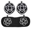 Cojín de Asiento de Coche de Camelia Invierno Felpa Estampado para Coche Cojín de Tres Piezas para Coche Universal para las Cuatro Estaciones Mujeres