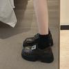 Zapatos de cuero estilo británico de suela gruesa para mujer, novedad primavera otoño e invierno 2025, zapatos de mujer aumentados, mocasines Mary Jane negros de una sola capa.