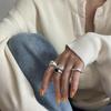 Anel estilo coreano bonito estilo T feminino, indústria pesada, elegante, moderno, legal, celebrante da internet, personalidade, tudo combinando, moda, abertura ajustável