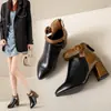 Zapatos de mujer talla grande 35-44 41 otoño e invierno punta fina combinación de colores botines mujer 42 cremallera botas de tacón alto tacón grueso botas Martin 43