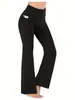 Pantalones deportivos transfronterizos de pierna ancha con bolsillo de costura, pantalones casuales, parte inferior ajustada, cintura alta, pantalones para mujer