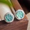 Aretes Guofeng Retro Natural Jade Hielo Alto Soporte Re-inspección
