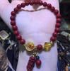 Pulsera Vintage al por Mayor de Arena Dorada Morada Cinnabar de Mina Antigua para Mujer, Joyería Étnica con Cuentas