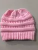 Otoño e Invierno Europeo y Americano Amazon Ebay Sin Etiquetar Gorro de Punto para Cola de Caballo Gorro de Lana para Mujer Gorro de Punto de Color Puro