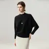Peça de designer estilo coreano! Suéter de Caxemira Morcego Outono/Inverno para Mulheres, Gola Redonda, Solto, Versátil, Top Camada Base Tricotado para Mulheres, Casual