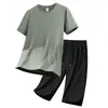 Traje Deportivo de Verano 2026 Más Vendido, Talla Grande de Seda de Hielo de Secado Rápido Conjunto Deportivo Casual, Camiseta de Manga Corta, Pantalones Cortos y Pantalones Capri