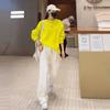 Estação Europa 2024 Primavera e Outono Moletom Solto Distintivo Conjunto Calça Esportiva Casual Moda Feminina Conjunto de Duas Peças