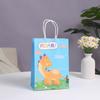 Bolsa de papel kraft al por mayor con estampado de dinosaurios de dibujos animados, bolsa de compras para ropa, bolsa de regalo