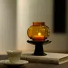 Portavelas tipo "Linterna" estilo japonés para ceremonia del té, sala de té, decoración de mesa de té con pantalla de vidrio, adorno estilo chino, lámpara de vela