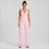 Conjunto de Chaleco de Yoga Cruzado con Cuello Halter y Escote en V con Copas Extraíbles, Chaleco Deportivo con Hermoso Diseño en la Espalda, Conjunto de Ropa Casual para Fitness y Yoga