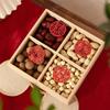 Caja de madera para frutos secos con asa de bambú y madera para compromiso, plato de frutos secos dividido, caja de madera creativa para guardar dulces y refrigerios en bodas y partos tempranos.
