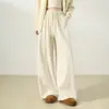 Outono 2026 Calça Feminina de Tecido de Arroz Glutinoso Cintura Alta Versátil Caimento Calça de Perna Reta Sensação Relaxada Casual Calça de Perna Larga Roupa Feminina Transfronteiriça