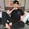 Pijama D para hombre de verano de talla grande de algodón similar a los pantalones de manga corta, ropa de casa joven simple y elegante que se puede usar al aire libre