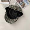 Xadrez estilo japonês retro para a frente chapéu para as mulheres Primavera e Outono estilo coreano versátil anti-desgaste boina grande circunferência da cabeça jornaleiro chapéu moda