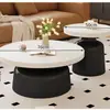 Mesa de Centro Redonda para Sala de Estar, Adecuada para Apartamentos Pequeños, con un Toque de Lujo, Mesa de Centro de Imitación Madera y Acero al Carbono para Apartamentos y Casas de Huéspedes