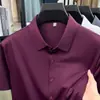 Camisa de Verano Sin Costuras de Manga Corta para Hombre, Delgada, Transpirable, Camisa de Color Sólido, Casual de Negocios, Ropa para Hombre de Manga Media de Seda de Hielo, Estilo Popular