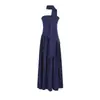 Vestido Off-Shoulder con Lazos en la Cintura Estilo Francés, Ajuste de Cintura, Abertura Lateral para Mujer con Cintas de Diseño, Vestido Largo Tipo Tubo para Fiestas de Alta Sociedad