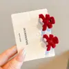 Pasador Rojo de Año Nuevo para el Cabello Femenino Princesa Mini Pinza Pinza para Flequillo 2026 Nuevo Festivo Terciopelo Accesorios para el Cabello