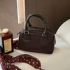 Mini Bolsa Boston Retrô 2026 Novo Estilo Couro Bovino Camada Superior Bolsa de Bowling Bolsa Pequena Couro Genuíno De Mão Ombro Transversal Bolsa Feminina