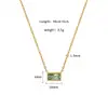 Moda Europea y Americana Más Vendida Collar con Colgante de Zirconio Verde de Acero Inoxidable 316 para Mujer, Joyería de Diseño de Nicho Simple y de Lujo Ligero