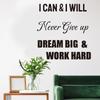 Transfronteiriço Nunca Desista Frases em Inglês Adesivos de Parede Inspiradores Decoração de Parede para Quarto Sala de Estar Escritório Decalques