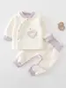 Conjunto de ropa interior térmica de cintura alta para otoño e invierno para bebés, que incluye camisetas de manga larga y pantalones largos, adecuado para recién nacidos, niños y niñas, con forro acolchado