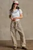Jeans Nuevos Transfronterizos Europeos y Americanos para Mujer, Estilo Americano Retro, Cintura Alta, Multibolsillos, Cordón, Pantalones de Mezclilla Rectos