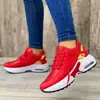 Comercio Exterior Zapatos Deportivos Tallas Grandes Moda Europea Americana Nuevos Zapatos Casuales Mujer Tejido Fly Cuña Punta Redonda Con Cordones Malla Transpirable Mujer