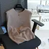 Chaleco de punto cepillado sin mangas de cuello redondo de alta gama para mujer, adecuado para usar en capas como capa interior debajo de un suéter, nuevo para otoño e invierno 26 H082210