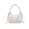 Bolso de Hombro Individual Casual con Personalidad Estilo Coreano Dulce Plisado para Mujer con Lazo de Moda Textura de Alta Calidad Bolso Cruzado Elegante