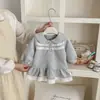 Vestido de Punto de Manga Larga Dianxi Spring Estilo Nuevo para Bebés Niñas, Vestido de Retazos Elegante y Lindo con Cuello Pequeño