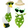 Novo conjunto de ganso para animais de estimação transfronteiriço em estilo pastoral com chapéu de palha, conjunto de ganso com margaridas amarelas e verdes [Personalizado]