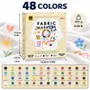 48 Colores Plumas para Tela para Ropa Lienzo Camisetas Graffiti en Tela Pintura Marcadores Lavables Resistentes a la Decoloración Impermeables