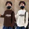 Y2328 # Camiseta Básica de Cuello Alto para Niños Manga Larga Otoño e Invierno 2025 Nuevo Estilo Top Térmico de Terciopelo por Ambos Lados