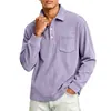 Camisa de veludo cotelê de cor sólida listrada com lapela para homens, de trabalho pesado, europeia e americana, com botões, casual, esportiva, roupas masculinas retrô, camiseta