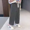 Pantalones rectos de pierna ancha nuevos de verano para niñas estilo coreano pantalones a rayas blancas y negras con protección solar pantalones holgados transpirables a prueba de mosquitos para niños