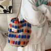 Bolso Bandolera de Gran Capacidad para Mujer de Felpa Tipo Cubo 2023 Nuevo Bolso Cruzado Bolso de Hombro Portátil Bolsa de Almacenamiento para Compras