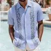 Camisa Casual Masculina com Lapela Estampada em 3D de Manga Curta Moda Verão Amazon Férias ao Ar Livre Camisa Havaiana para Homem