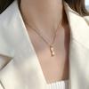 Colar requintado de bambu em ouro 18K feminino, de alta qualidade, leve, luxuoso, de nicho, personalidade, combinação completa, corrente de clavícula de celebridade cibernética, elegante, corrente de colar