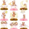 Decoraciones de Osito para Baby Shower para Niños y Niñas, Centro de Mesa de Panal de 9 Piezas Temática para Arreglo de Primer Cumpleaños