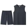 220g Set Sorona Camiseta sin Mangas Cuello Redondo Chaleco Pantalones Deportivos Casuales Cordón Pantalones Rectos