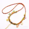Collar con cordón de la suerte de cinco vías de Xizang, tejido a mano, con flor de durazno de colores, cadena para la clavícula, thangka, Buda, cuerda para el cuello